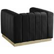 Pemberly Row Contemporary Upholstered Black Finish Velvet Chair