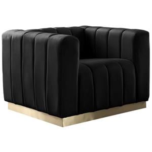 Pemberly Row Contemporary Upholstered Black Finish Velvet Chair