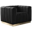 Pemberly Row Contemporary Upholstered Black Finish Velvet Chair