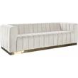 Pemberly Row Contemporary Cream Velvet Sofa with Sturdy Stainless Steel Base