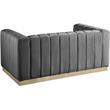 Pemberly Row Contemporary Gray Velvet Loveseat with Sturdy Stainless Steel Base