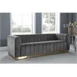 Pemberly Row Contemporary Gray Velvet Sofa with Sturdy Stainless Steel Base