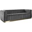 Pemberly Row Contemporary Gray Velvet Sofa with Sturdy Stainless Steel Base