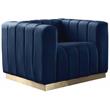 Pemberly Row Contemporary Navy Velvet Chair with Sturdy Stainless Steel Base