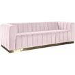 Pemberly Row Contemporary Pink Velvet Sofa with Sturdy Stainless Steel Base