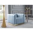 Pemberly Row Contemporary Upholstered Sky Blue Finish Velvet Chair