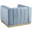 Pemberly Row Contemporary Upholstered Sky Blue Finish Velvet Chair
