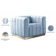 Pemberly Row Contemporary Upholstered Sky Blue Finish Velvet Chair