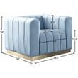 Pemberly Row Contemporary Upholstered Sky Blue Finish Velvet Chair