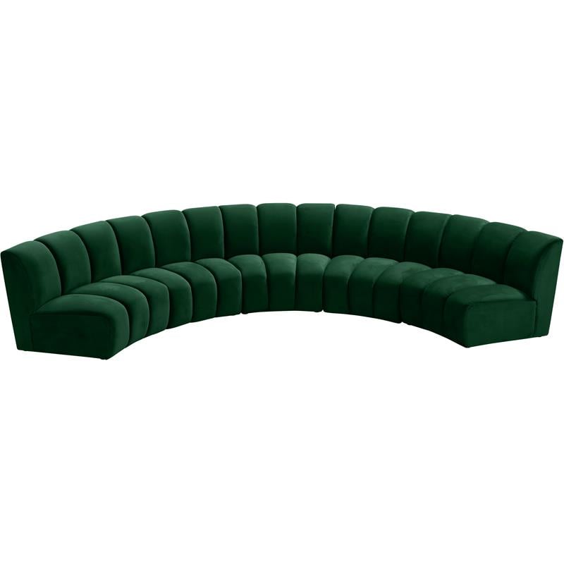 Pemberly Row Contemporary Green Velvet 5pc. Modular Sectional