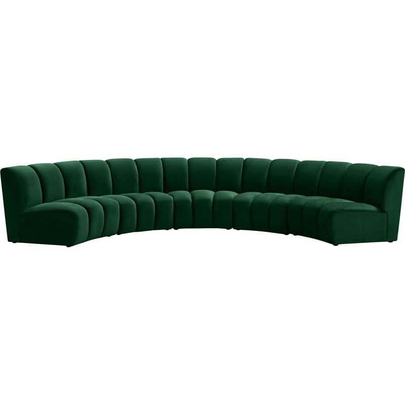 Pemberly Row Contemporary Green Velvet 5pc. Modular Sectional