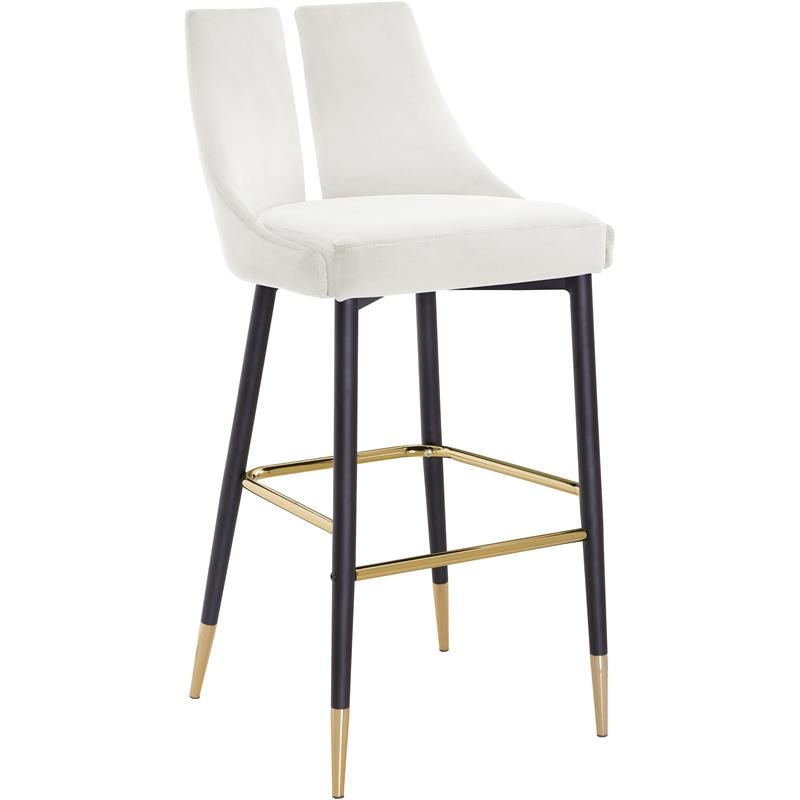 Pemberly Row Contemporary Upholstered Cream Velvet Stool (Set of 2)