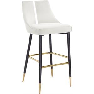 Pemberly Row Contemporary Upholstered Cream Velvet Stool (Set of 2)