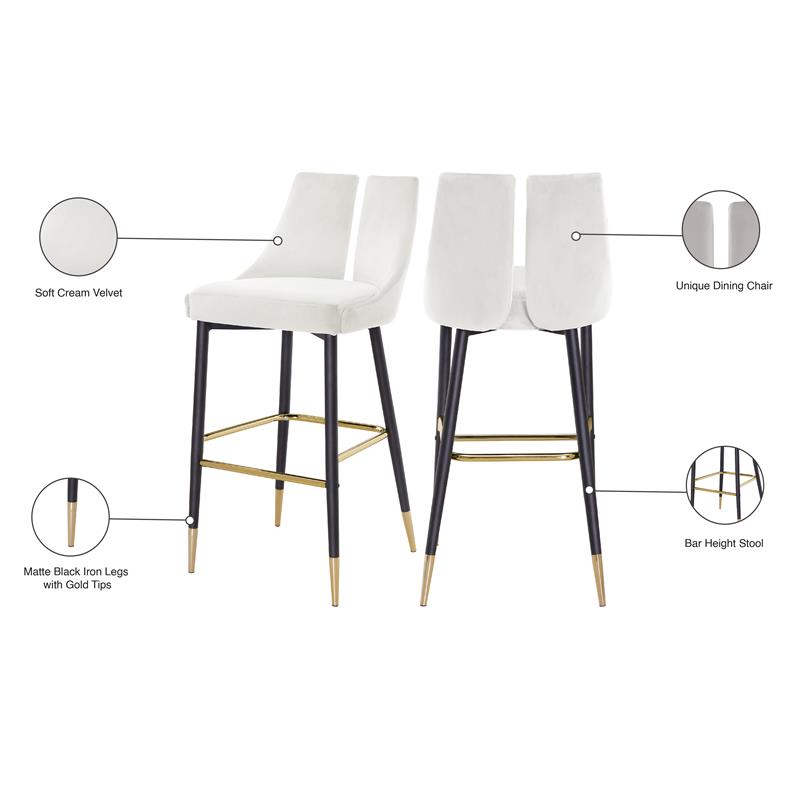 Pemberly Row Contemporary Upholstered Cream Velvet Stool (Set of 2)