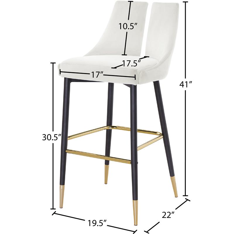 Pemberly Row Contemporary Upholstered Cream Velvet Stool (Set of 2)