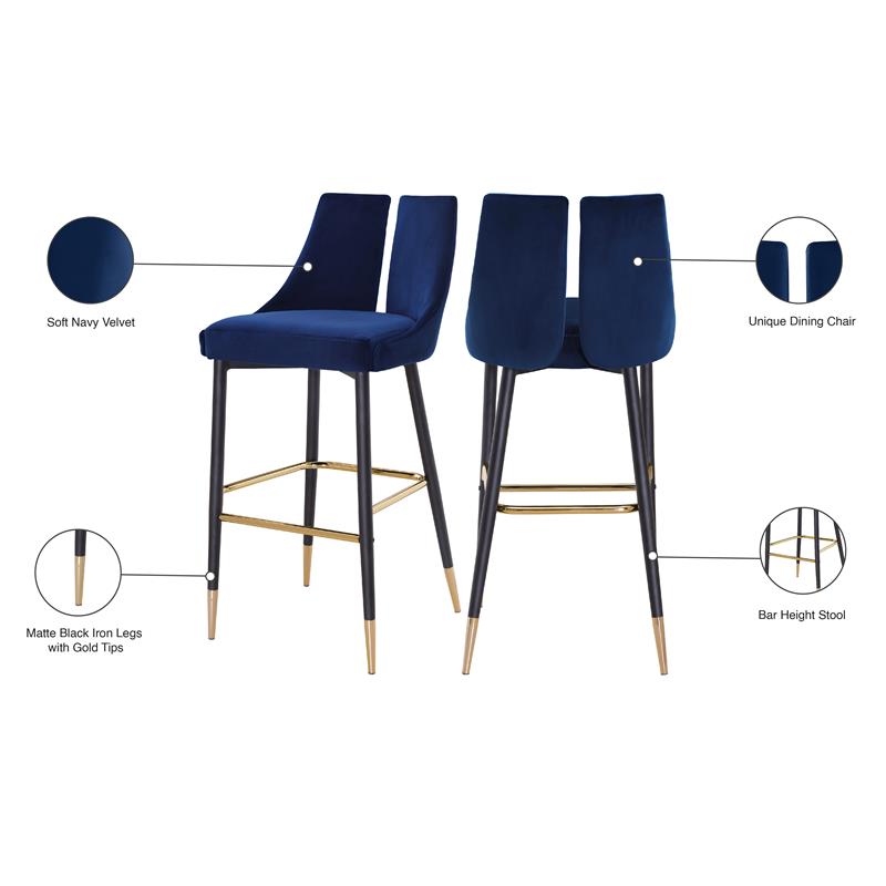Pemberly Row Contemporary Upholstered Navy Velvet Stool (Set of 2)