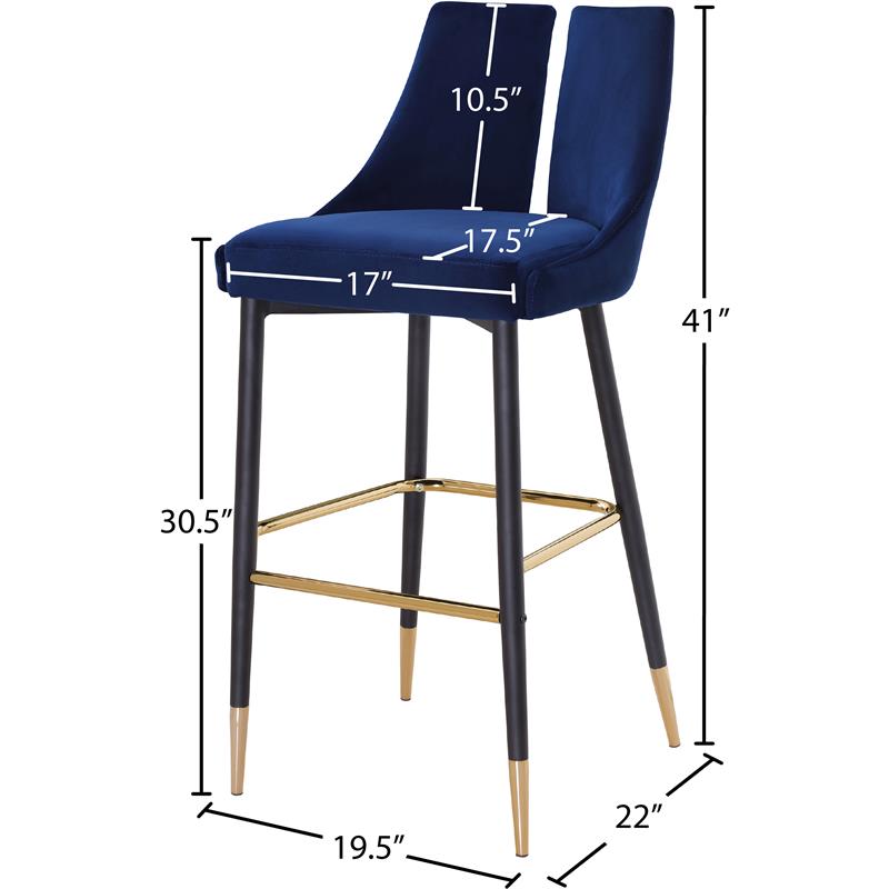Pemberly Row Contemporary Upholstered Navy Velvet Stool (Set of 2)