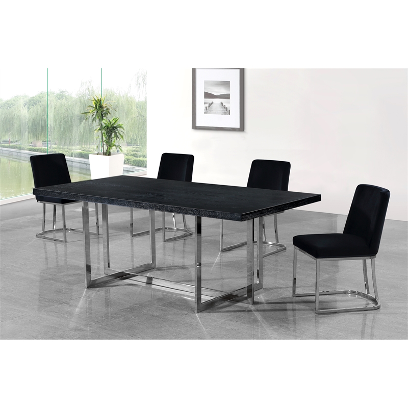 Pemberly Row Contemporary Black Velvet Dining Chair (Set of 2)