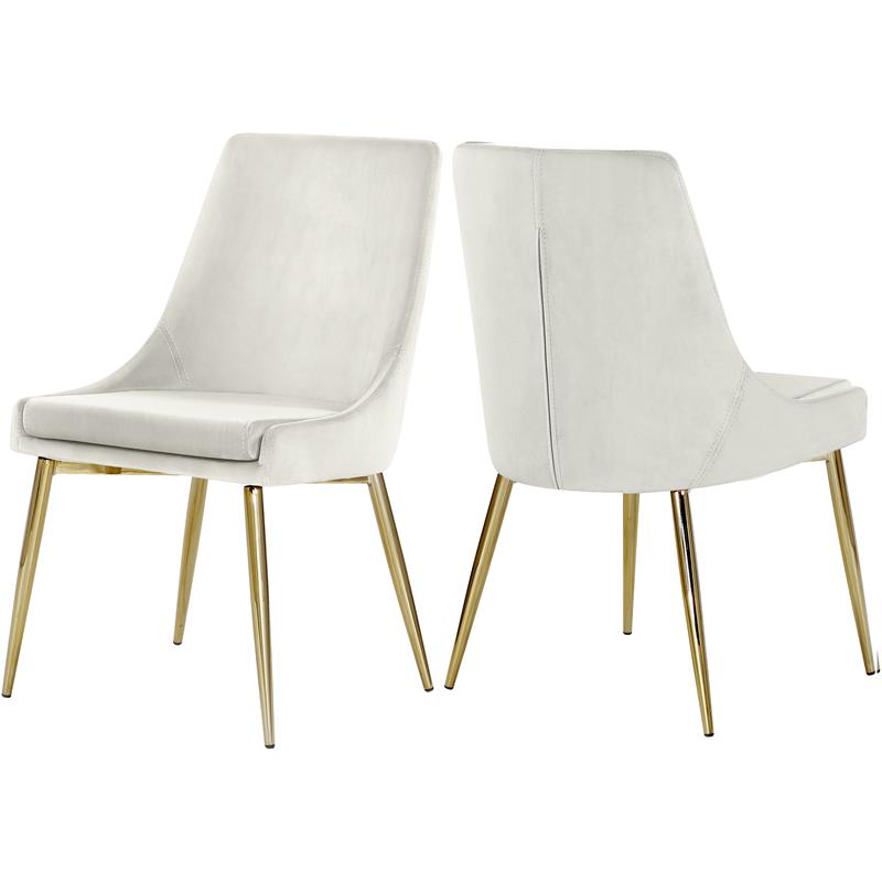 Pemberly Row Contemporary Cream Velvet Dining Chair (Set of 2)