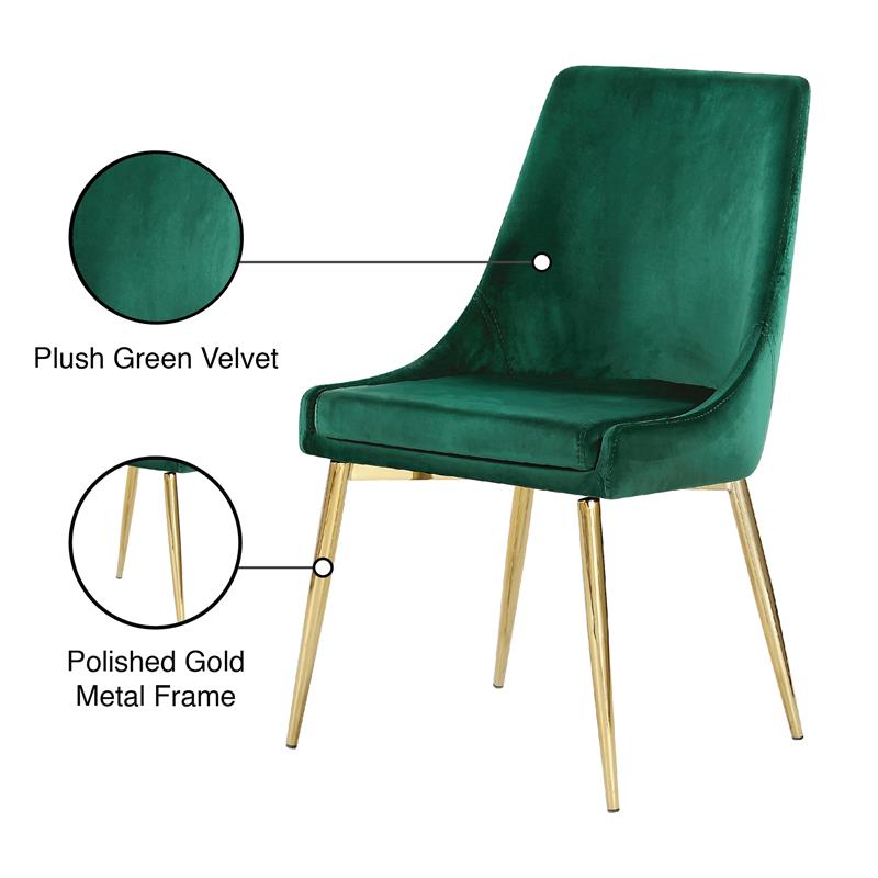 Pemberly Row Contemporary Green Velvet Dining Chair (Set of 2)