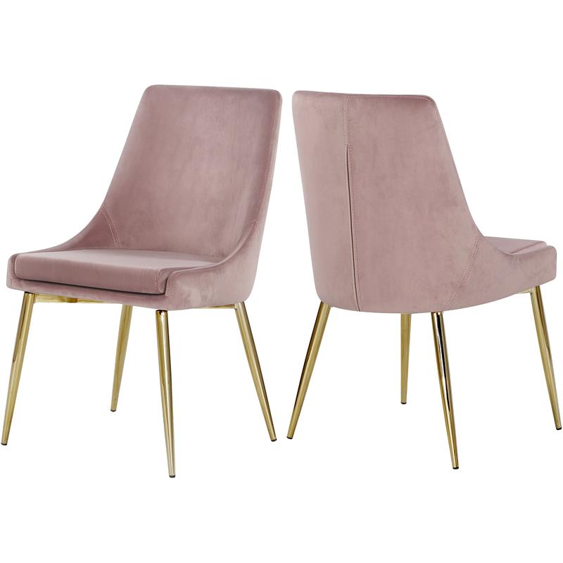 Pemberly Row Contemporary Pink Velvet Dining Chair (Set of 2)