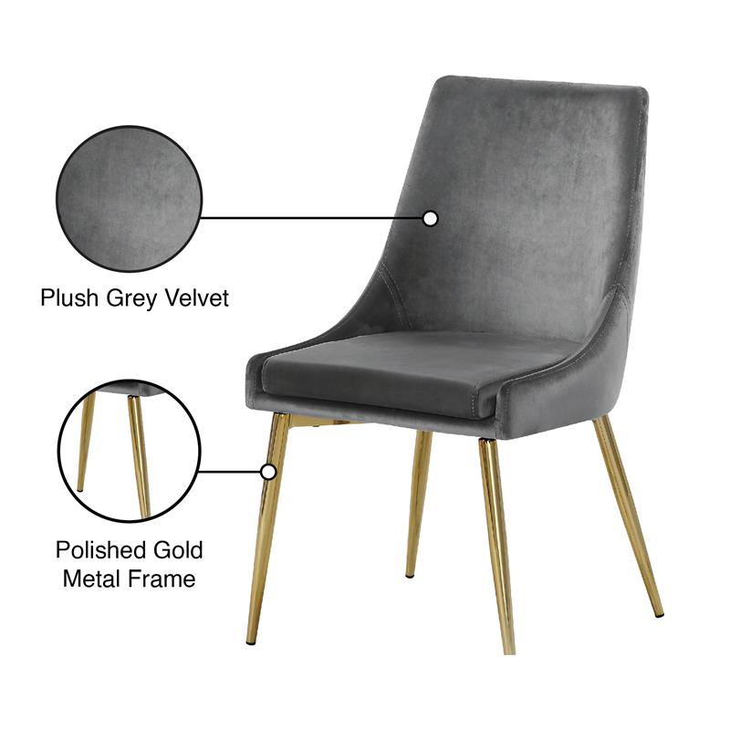 Pemberly Row Contemporary Gray Velvet Dining Chair (Set of 2)
