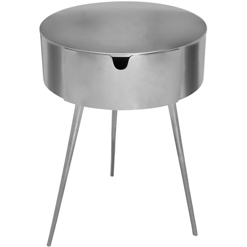 Pemberly Row Contemporary Silver Metal 1 Storage Drawer Nightstand