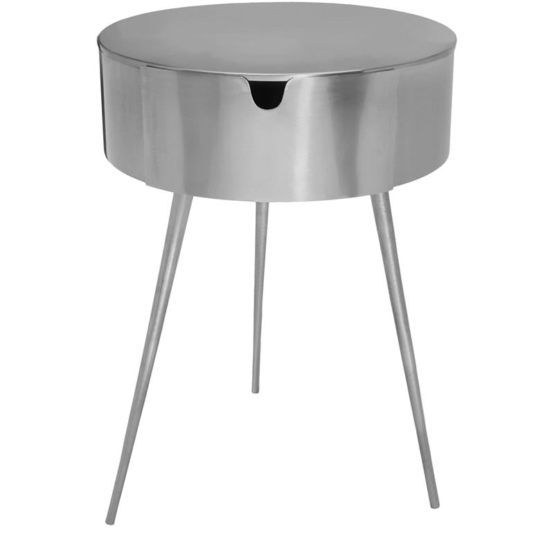 Pemberly Row Contemporary Silver Metal 1 Storage Drawer Nightstand