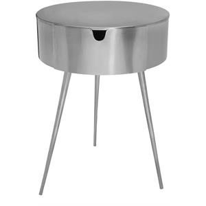Pemberly Row Contemporary Silver Metal 1 Storage Drawer Nightstand