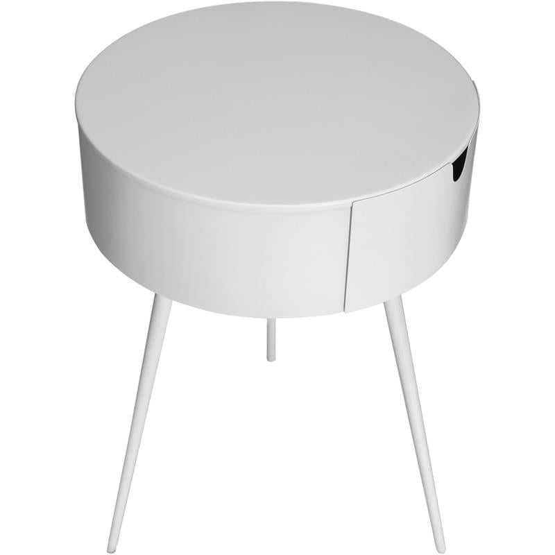 Pemberly Row Contemporary White Metal 1 Storage Drawer Nightstand