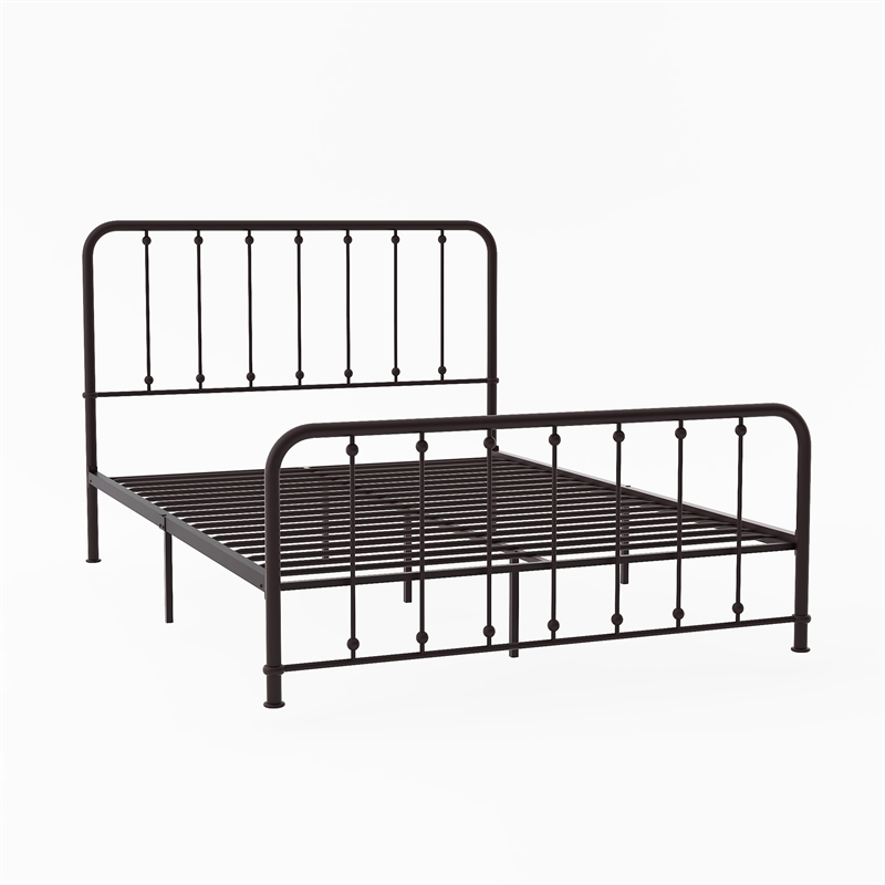 Pemberly Row Modern Eastern King Metal Platform Bed in Dark Bronze