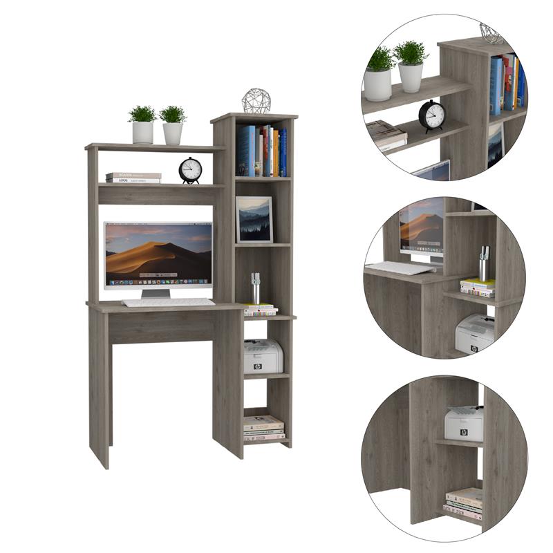 Pemberly Row Contemporary Desk Engineered Wood Desks in Gray