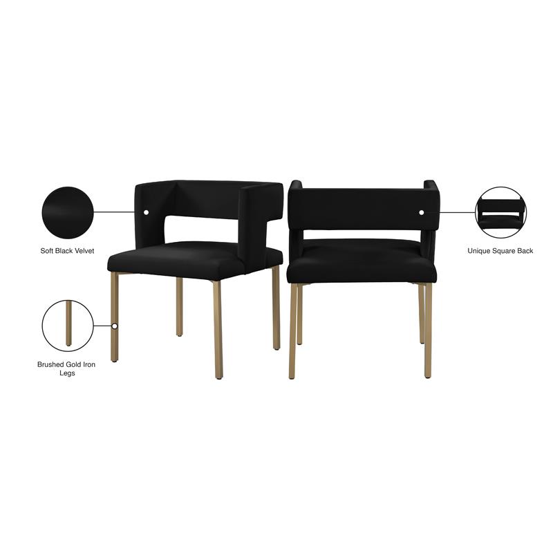 Pemberly Row Contemporary Black Velvet Dining Chair (Set of 2)