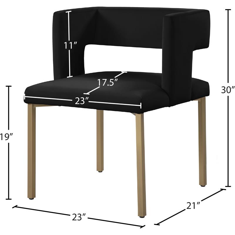 Pemberly Row Contemporary Black Velvet Dining Chair (Set of 2)