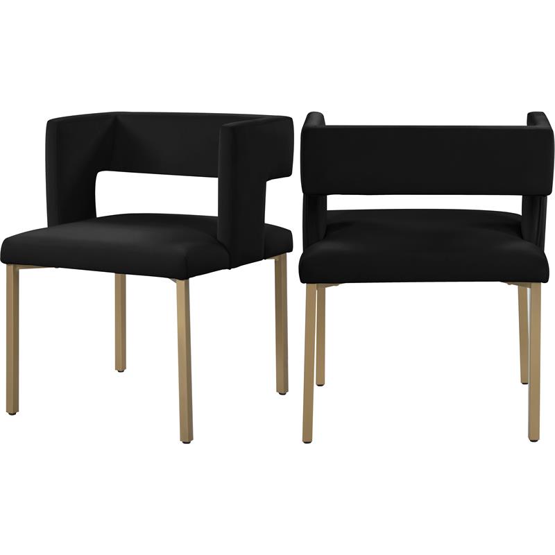 Pemberly Row Contemporary Black Velvet Dining Chair (Set of 2)