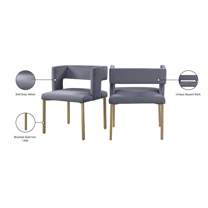 Pemberly Row Contemporary Gray Velvet Dining Chair (Set of 2)