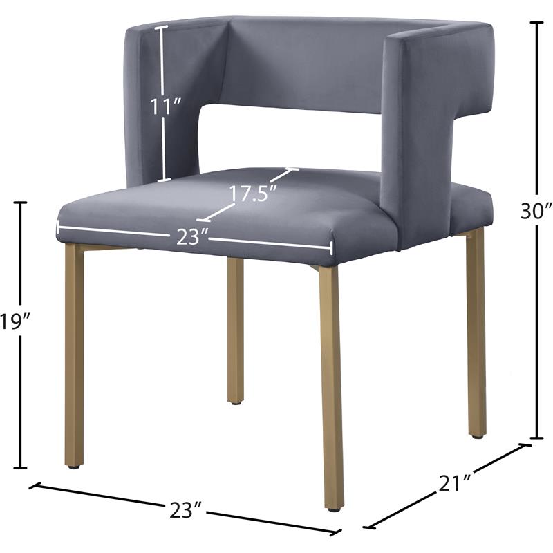 Pemberly Row Contemporary Gray Velvet Dining Chair (Set of 2)