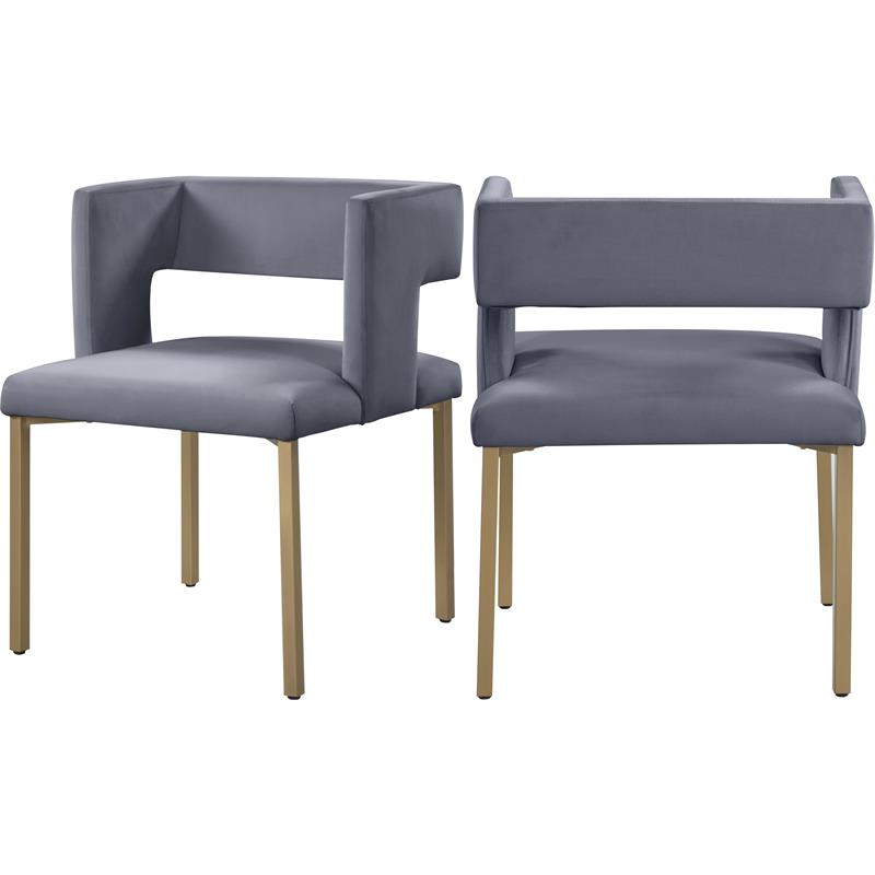 Pemberly Row Contemporary Gray Velvet Dining Chair (Set of 2)