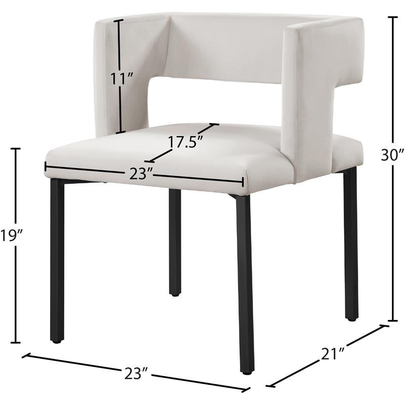 Pemberly Row Contemporary Cream Velvet Dining Chair (Set of 2)
