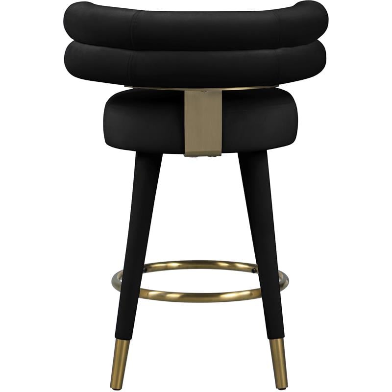Pemberly Row Contemporary Black Velvet Counter Stool (Set of 2)