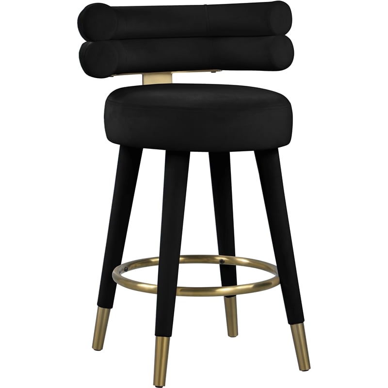 Pemberly Row Contemporary Black Velvet Counter Stool (Set of 2)