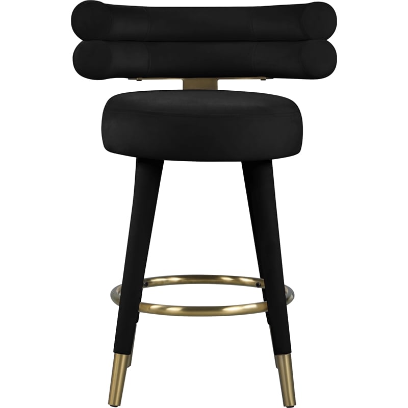 Pemberly Row Contemporary Black Velvet Counter Stool (Set of 2)