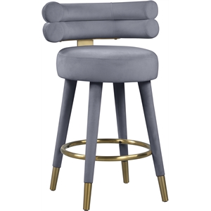 Pemberly Row Contemporary Gray Velvet Counter Stool (Set of 2)