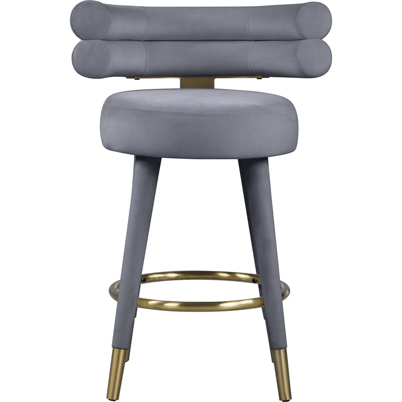 Pemberly Row Contemporary Gray Velvet Counter Stool (Set of 2)