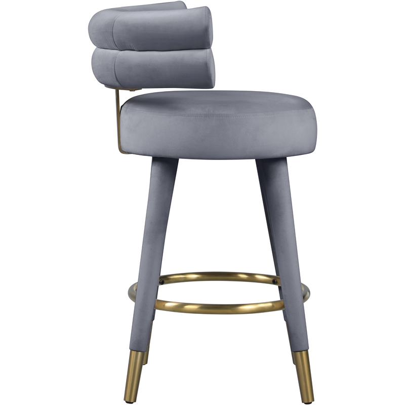 Pemberly Row Contemporary Gray Velvet Counter Stool (Set of 2)
