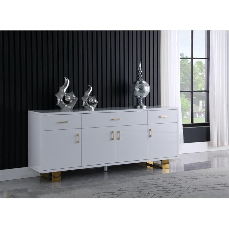 Pemberly Row Sideboard / Buffet in Rich White Lacquer and Gold Finish