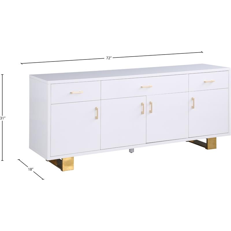 Pemberly Row Sideboard / Buffet in Rich White Lacquer and Gold Finish