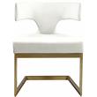 Pemberly Row Contemporary Cream Velvet Dining Chair with Rich Gold Metal Base