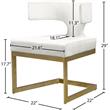 Pemberly Row Contemporary Cream Velvet Dining Chair with Rich Gold Metal Base