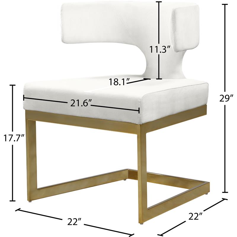 Pemberly Row Contemporary Cream Velvet Dining Chair with Rich Gold Metal Base